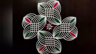 Easy creative daily rangoli design (6x2x2) straight dots @Youtube #rangoli muggulu #padikolam