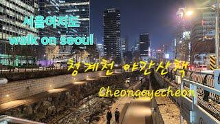 [서울여지도]Ep.12(서울걷기 walk on Seoul)/길멍Korea Seoul / 韓国 / 야간 청계천 산책 ソウル /首都/Cheonggyecheon