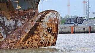 Containerschiff ANINA zu EWD Emder Werft Emden dockyard bound container ship CQYU IMO 9354351 EPAS