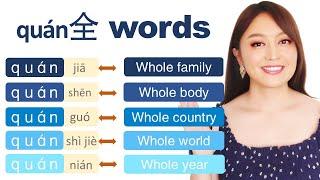 Essential Chinese words made with 全 quán(whole/all), grow your vocabulary efficiently and fast