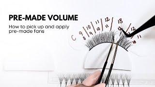 PRE-MADE FANS HOW TO PICK UP AND APPLY VOLUME LASH FANS / LASHING 101 / BEGINNER TUTORIAL