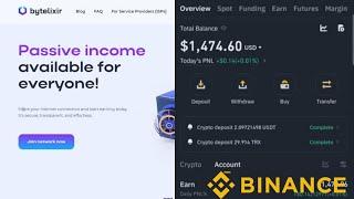 ByteLixir - Earn Money By Sharing Your Internet Bandwidth - Payment Proof (Binance)