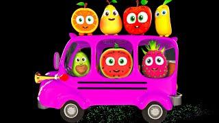 Wheels On The Bus Kids Song and Fun Dance +MORE | Funky Fruits Baby Sensory Animation With Music!