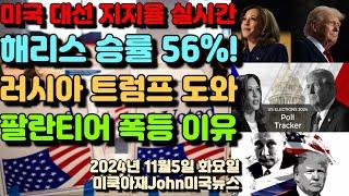 미국 대선 지지율 실시간! 2024년 해리스 승률 56%! 트럼프 도와 주는 러시아! 팔란티어 23% 폭등 이유! 솔직하게 바라본 미국 대선 현황! 샤이 카말라? 샤이 도널드?