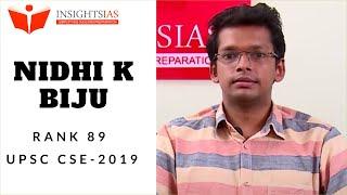 [Topper's Talk - 3.42 Mins] Nidhin K Biju Rank-89, UPSC CSE-2019: InsightsIAS Mains and Core Batch