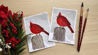 Paint a festive watercolor cardinal with me | step by step, beginner friendly tutorial