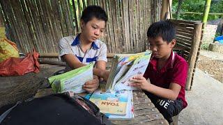 Orphaned boy - Going into the forest to cut banana cores to sell, teaching students and giving books