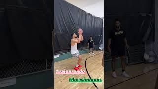 Ben Simmons and Rajon Rondo Working On Their 3-Point Shot  #shorts