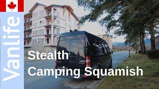 Stealth Camping in our Sprinter campervan overnight in Squamish BC Canada