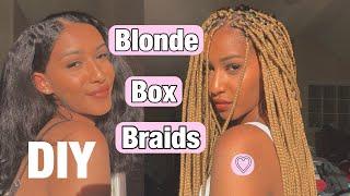 Doing My Own Box Braids! Black to Blonde