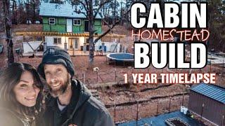 1 YEAR TIMELAPSE Couple Builds Cabin Homestead Debt Free | 2023 Review