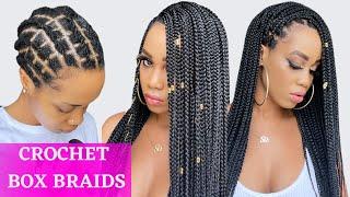 EASY CROCHET BOX BRAIDS / NO RUBBER BANDS / Beginner Friendly / Protective Style / Tupo1