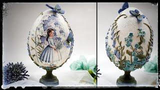 Spring egg with a girl and butterflies  easter decoration ...