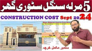 5 Marla Single Storey House Construction Cost Sept 2024 | 5 Marla Grey Structure Cost