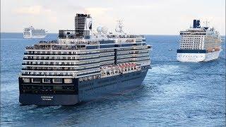 7 Cruise Ships Leaving Port at Fort Lauderdale (4K)