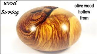 wood turning a olivewood hollow form