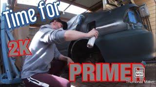 EK CIVIC DIY Primer Time getting close- budget build rattle can paint job Episode 6