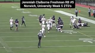 Jeremiah Claiborne Freshman 2 TD game Norwich University Highlights