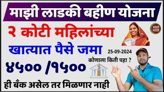 Ladki Bahin Yojana 4500 rs | खात्यात पैसे जमा होण्यास सुरुवात | माझी लाडकी बहिण योजना आज पैसे जमा