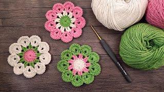  Crochet Flower & Crochet Coaster Pattern (Coaster Crochet) | Tığ Çiçek & Bardak Altlığı