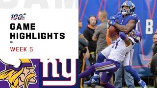 Vikings vs. Giants Week 5 Highlights | NFL 2019