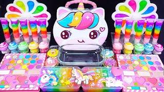 Unicorn Rainbow Slime Mixing Random Cute, shiny things into slime #ASMR #Satisfying #slimevideos