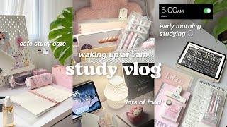 waking up at 5am ️ studying, preparing for tests, cafe study, lots of food | a productive vlog