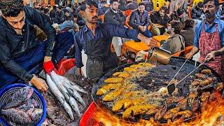 Fish Fry + Grilled Fish Karachi's Biggest Seafood Street! Street Food Spicy LAHORI MASALA FRIED FISH