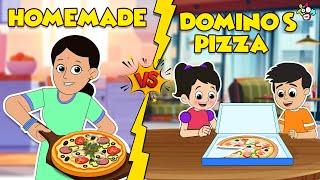 Homemade Vs Domino's Pizza | Food Challenge | Animated Stories | English Cartoon | PunToon Kids