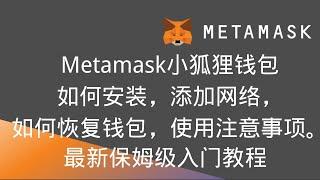 【Metamask】史上小狐狸钱包最详细入门教程！小狐狸钱包如何安装，添加网络，如何恢复钱包，使用注意事项等#区块链 #crypto #gamefi #元宇宙 #eth #play2earn #币圈