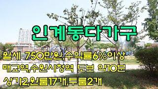 수원인계동 상가겸용다가구주택 월세 약750만원, 수익률6% 이상