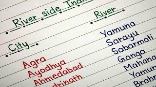 River side Indian cities | City and River | Print handwriting | Pearl writer