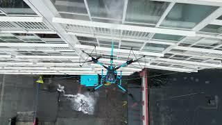 KTV Working Drone cleaning difficult building Bergen, Norway