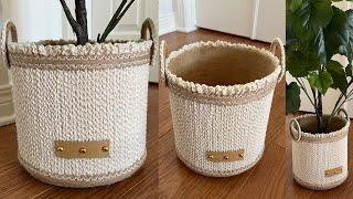 Diy Basket/ Diy Rope Basket/ Storage Basket Diy/ Diy Plant Pot/ سبت يدوي