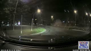 Car jumps roundabout - Hamilton New Zealand