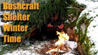 Bushcraft Shelter Winter Time