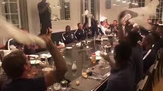 N’Golo Kanté during Benjamin Lecomte’s initiation song for France