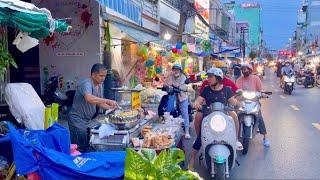 Man selling many types of sticky rice, Vietnamese street food 2024