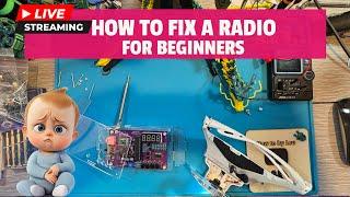 How to Fix a radio  - Live Stream from The Room of Creations - Solder buttons - tools for soldering