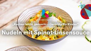 Nudeln mit Spinat-Linsen-Sauce Rezept  | Kochen für Kinder | Lecker & gesund