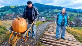 LONELY Grandma & Son in CARPATHIAN Village | Hard Mountain Life | Ancient Traditions