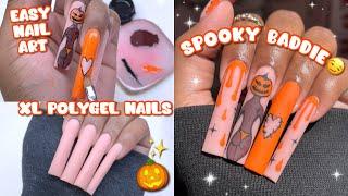 SPOOKY BADDIE POLYGEL NAILS  | EASY POLYGEL TUTORIAL + BEGINNER HALLOWEEN NAIL ART!