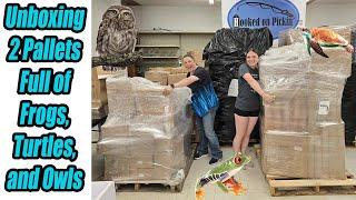 Unboxing 2 Pallets Full of Frogs Turtles & Owls! Faith and I have a lot of Fun Discovering the items