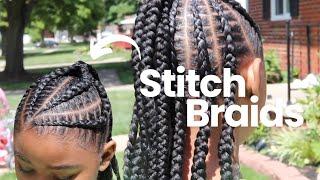  Half up Half Down Stitch Braids w/ Braiding Hair 