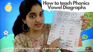 How to teach Phonics Vowel Diagraph to preschool kids easily by Risha mam Phonics class