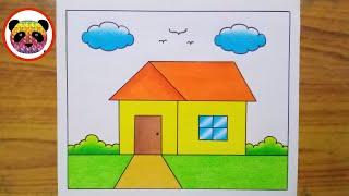 How to Draw a House / House Drawing Easy / Ghar ka Drawing kaise Banate Hain / #housedrawing