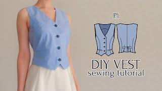 DIY Designer-Inspired Buttoned Vest with Faux Welt Pockets + Sewing Pattern - PART 1