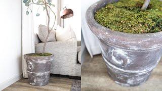 DIY AGED PLANTER POT FOR FALL // FAUX ANTIQUE VESSEL FLIP // DIY DECOR IDEAS