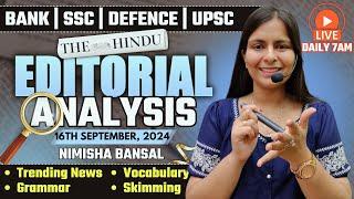 Editorial Analysis | 16th September, 2024 | Vocab, Grammar, Reading, Skimming | Nimisha Bansal