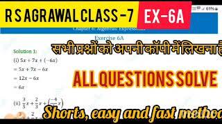 Record class R S AGGARWAL MATHS class-7| EX -6A| all questions solve (shorts easy and fast method)